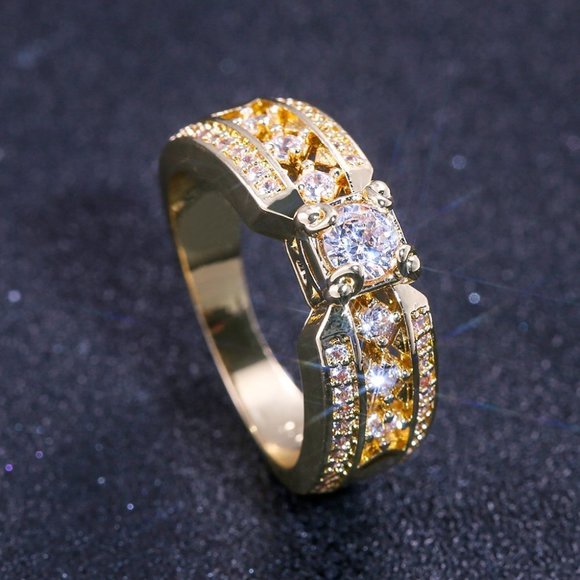 💥14K Gold Plated Beautiful Fashionable CZ Ring, GPMB1496 - Picture 8 of 8